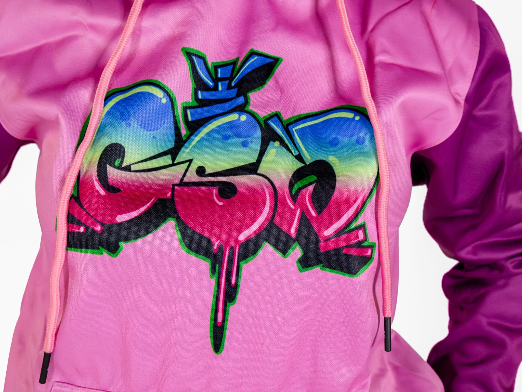 Grey Body Hot Pink Sleeves GSW logo Crop Top Tracksuit