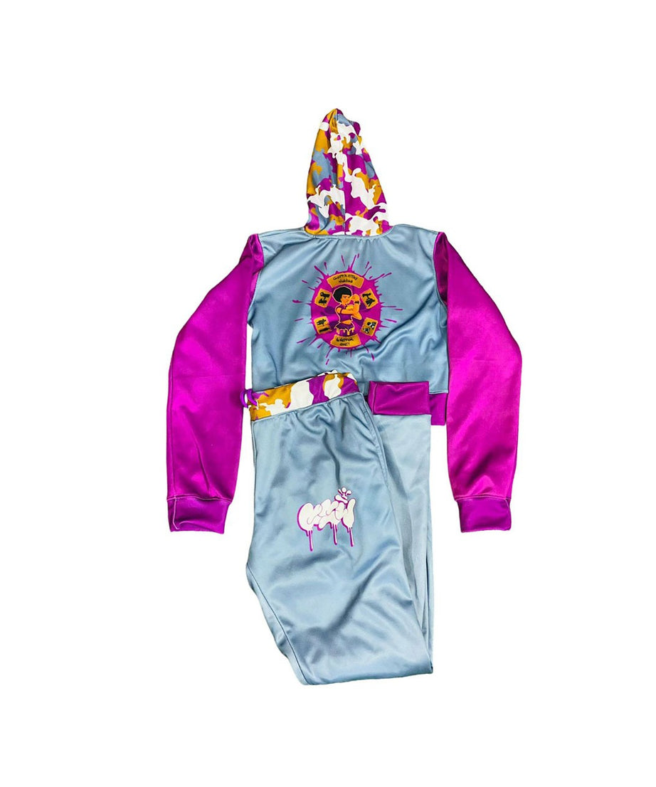 Crop Top Track Suit100% Polyester Full Sublimated GSW logoHot Pink Grey