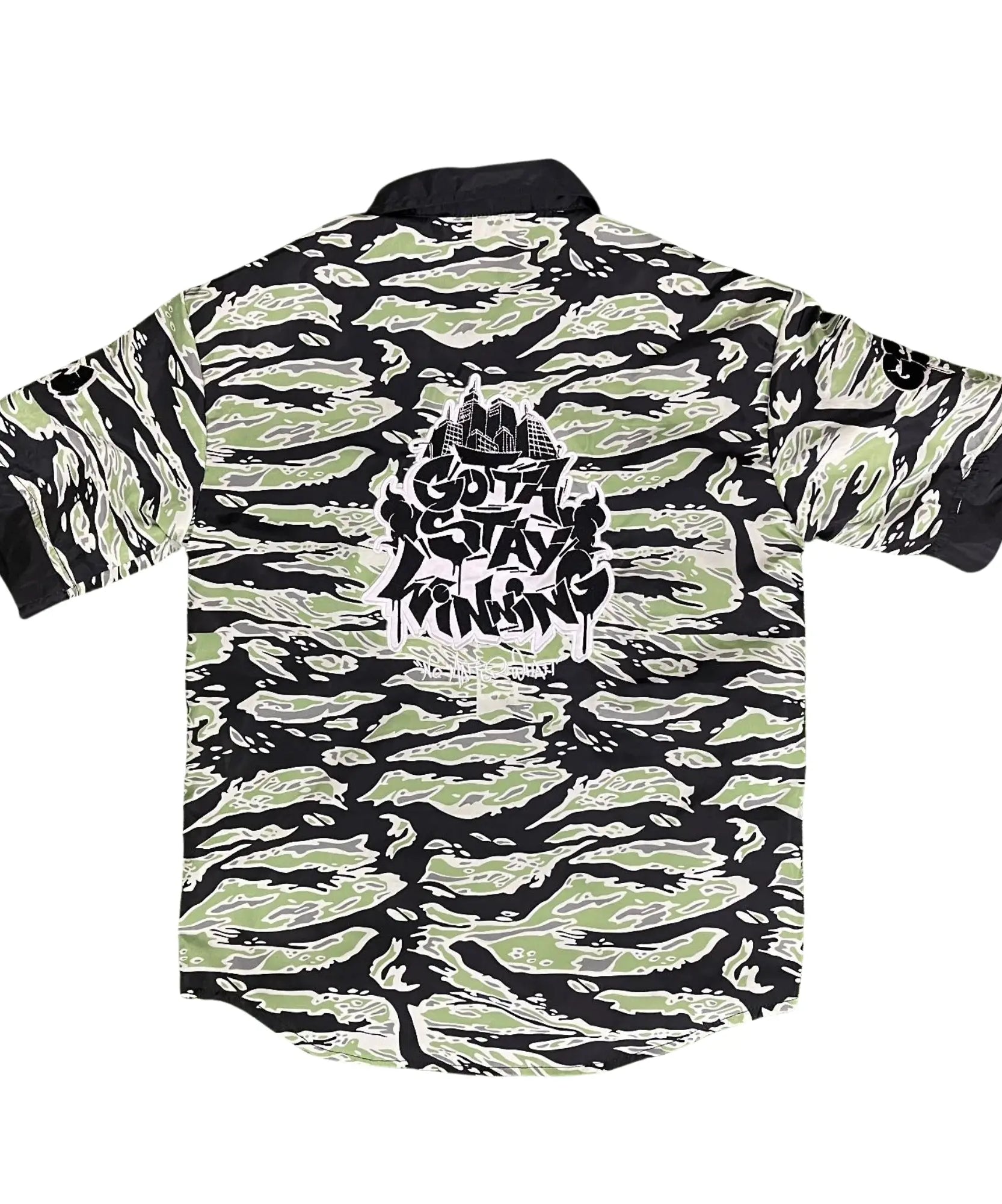 GSW Camouflage Button‑Up Shirt &amp; Shorts Set