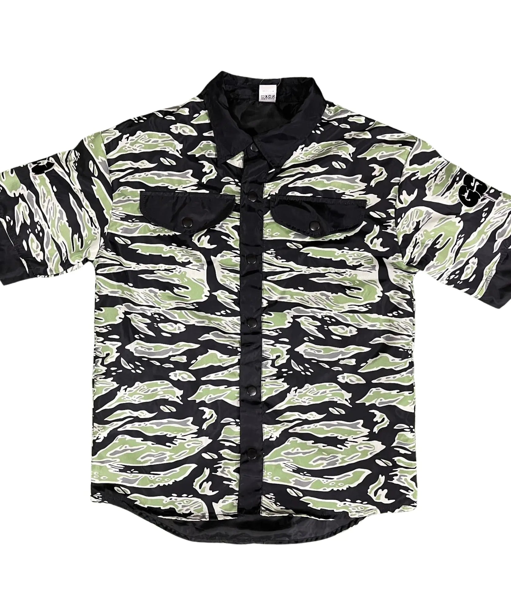 GSW Camouflage Button‑Up Shirt &amp; Shorts Set