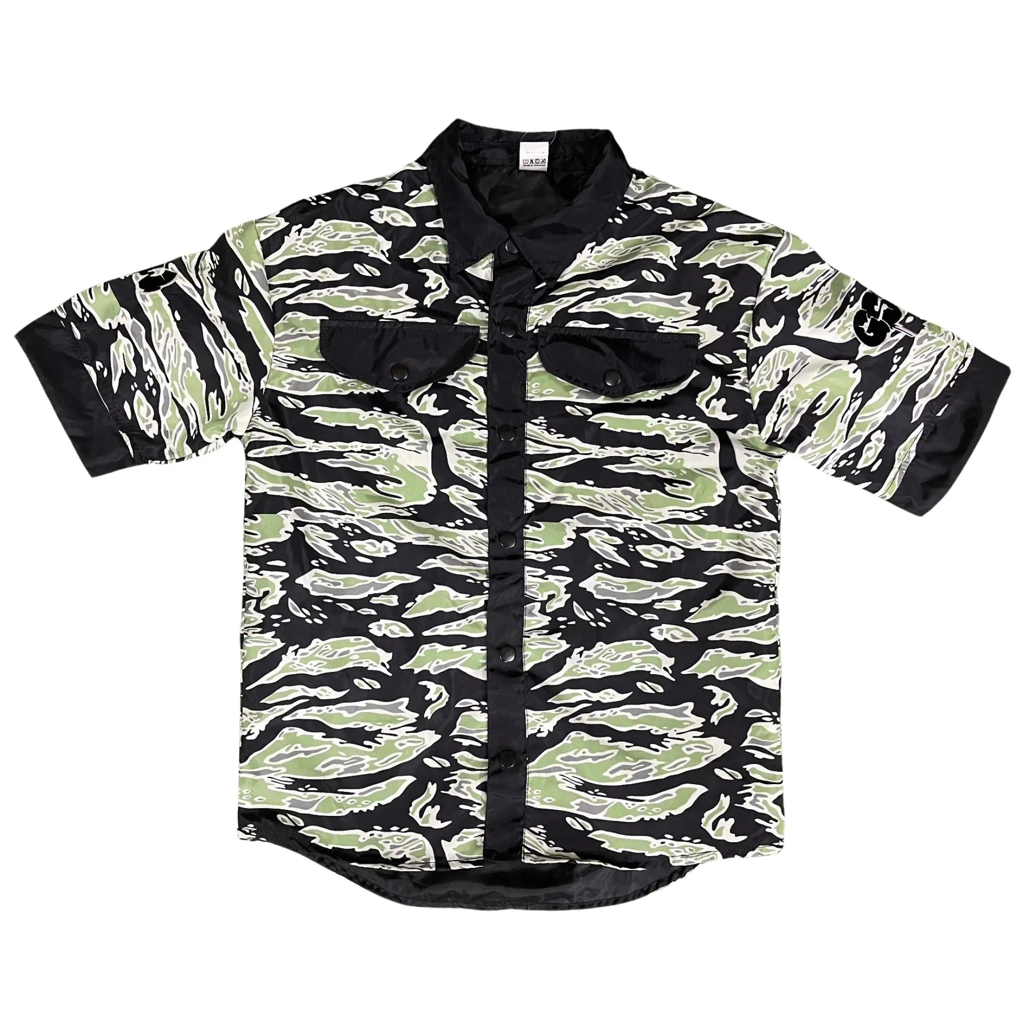 GSW Camouflage Button‑Up Shirt &amp; Shorts Set