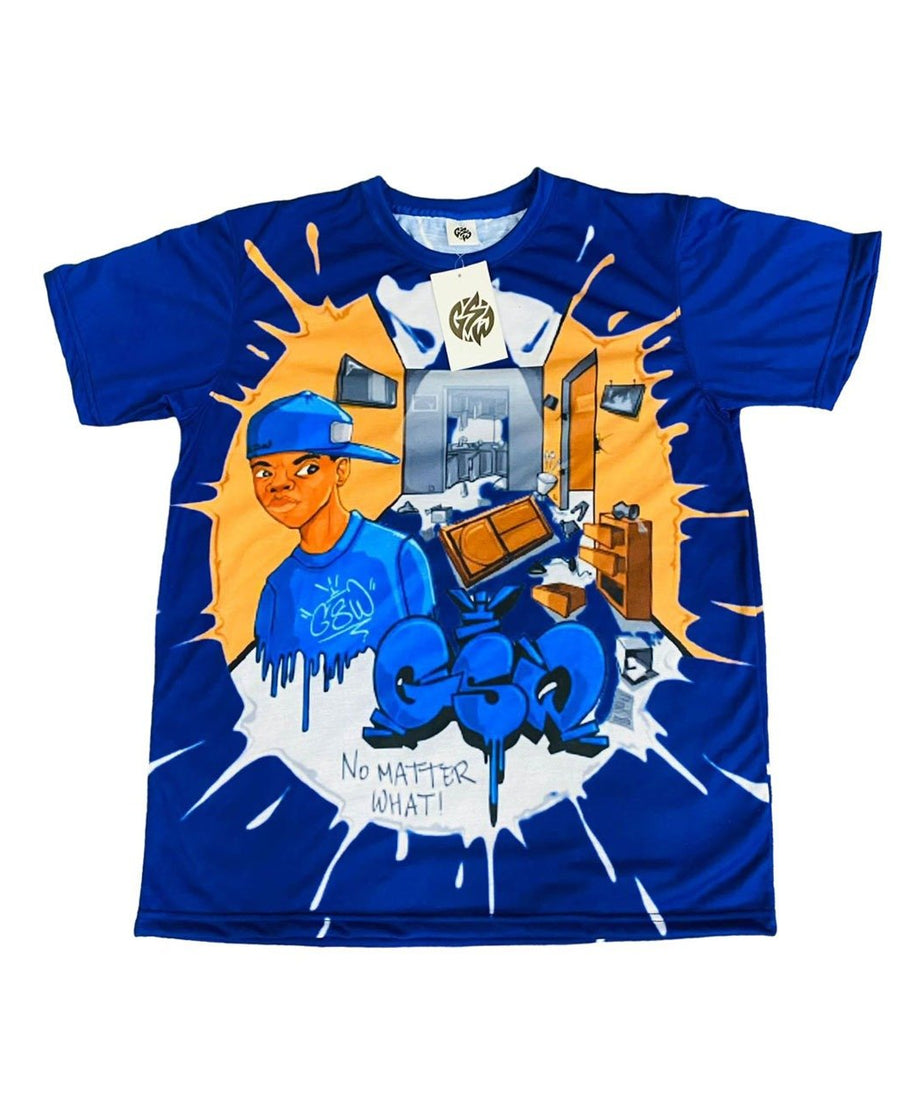 Cotton-Feel-Shirt100%-Polyester-Full-Sublimated-GSW-Royal-logoBlack+-Orange-(-GSWSHFRYGSWBBOGSSB-S-)-F