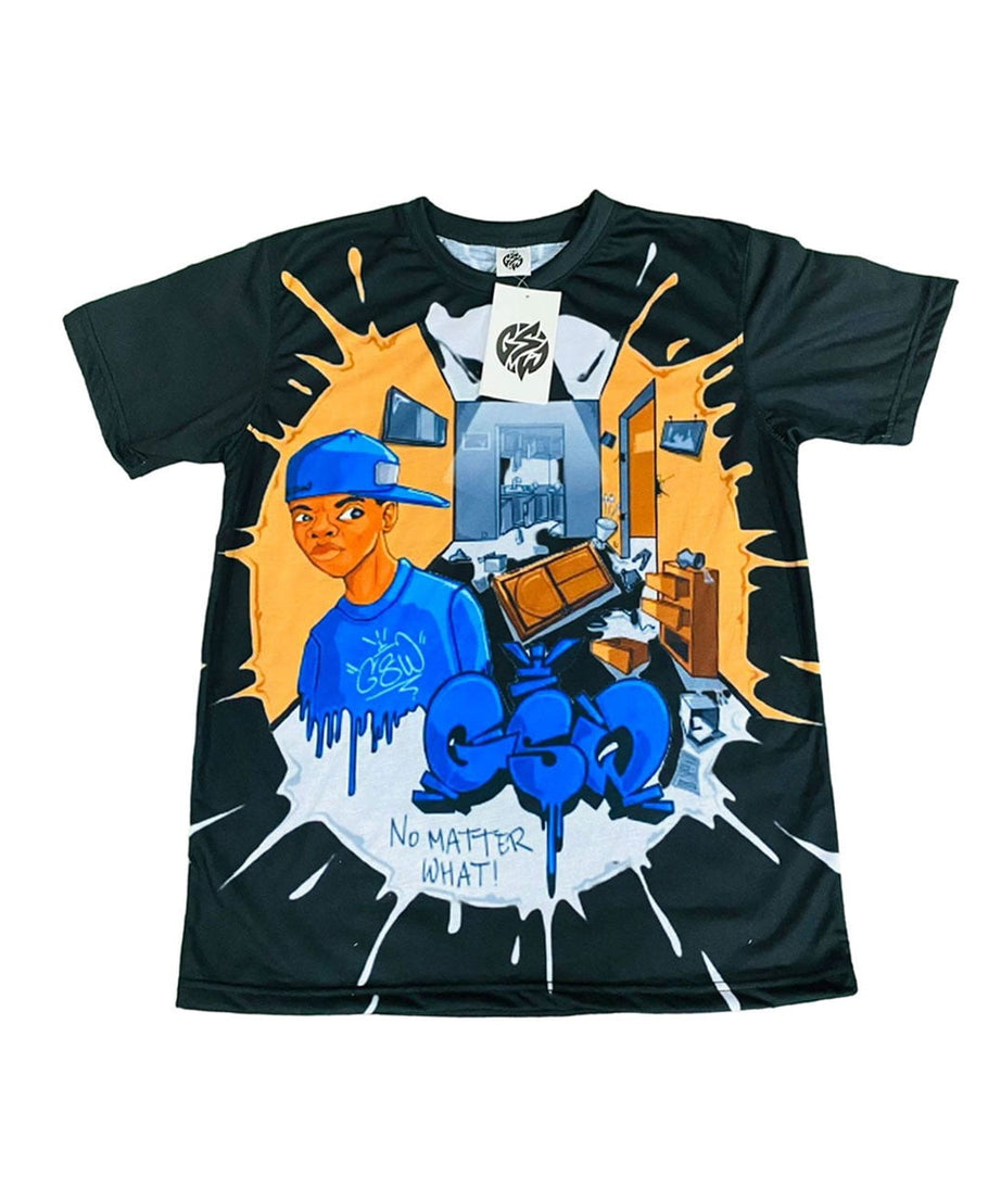 Cotton-Feel-Shirt100%-Polyester-Full-Sublimated-GSW-Royal-logoBlack+-Royal-(-GSWSHFBGSWSHRSB-S-)