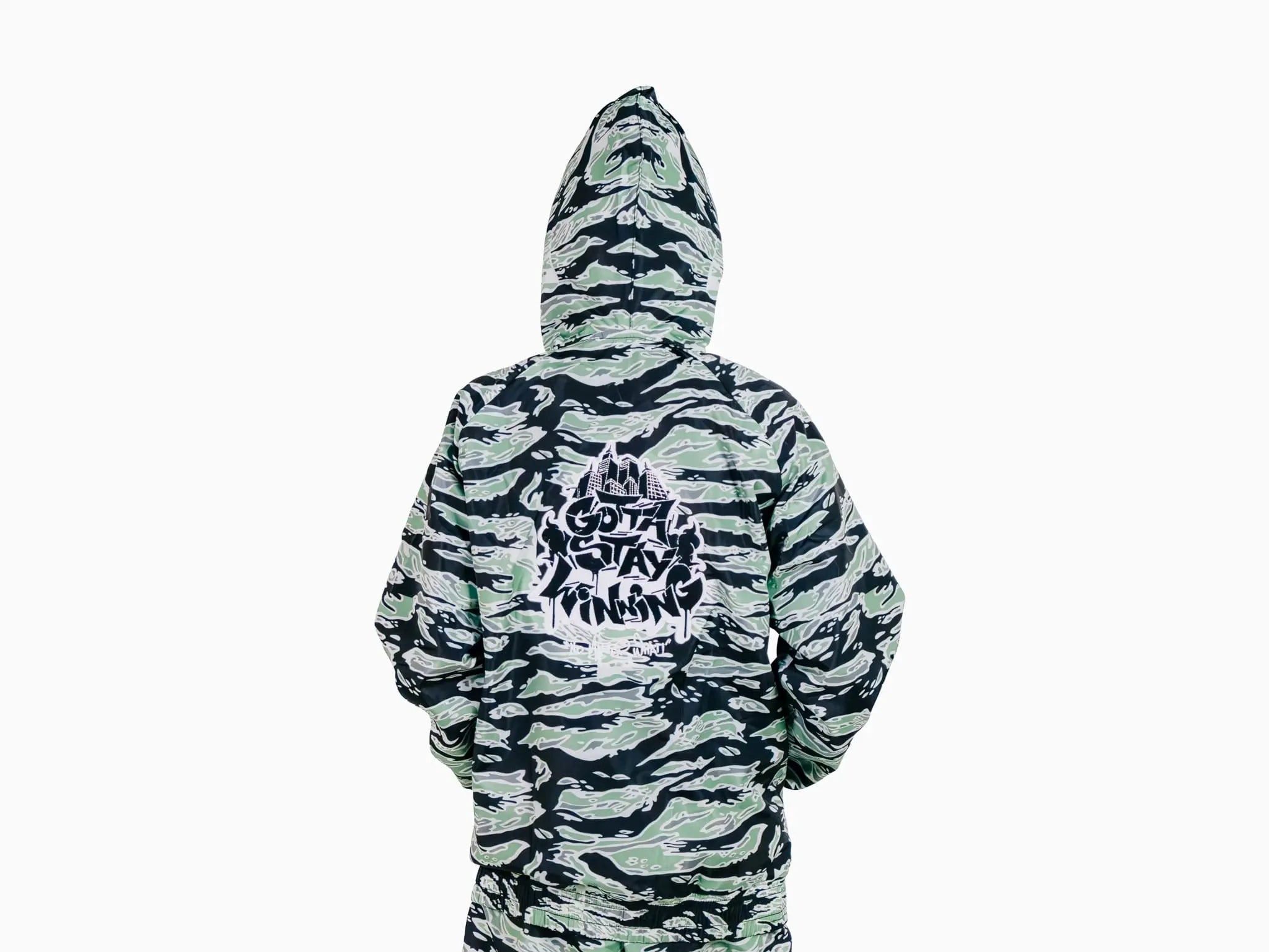GSW Camouflage Button‑Up Shirt Shorts Set