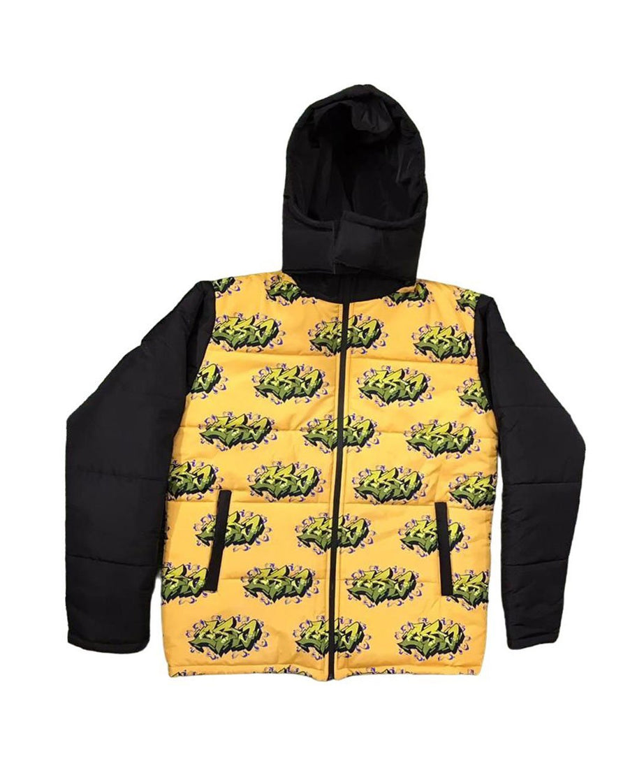 Puffer Jacket capGSW Signature-BodyYellow Black-(GSWPJGSWYGBBKSL-S-)-F
