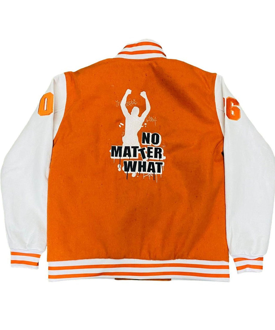 Orange Wool Body White Leather Sleeve Varsity jacket (GSWVJOBWHSLWBLS-S)-B