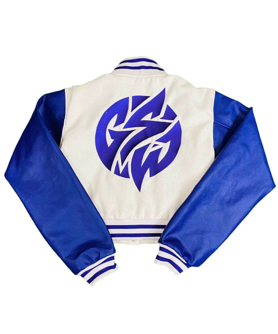Varsity Jacket Wool Body Leather Sleeves Royal Color (GSWVJWBRLSWBLS-) B