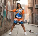 Black Orange Round Neck Sublimation T-Shirt - Image 2